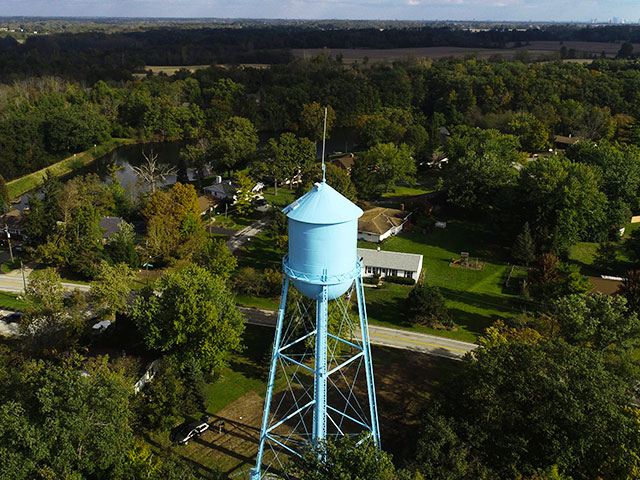 Elevated water tank on tower